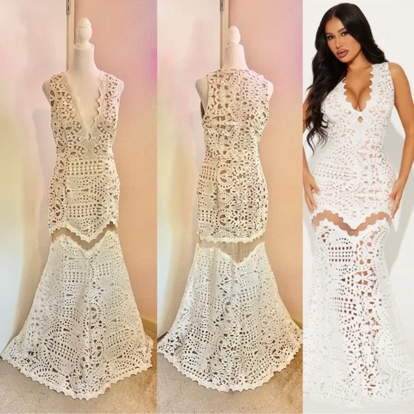 Andrea Embroidered Gown - White - Picture 3 of 5